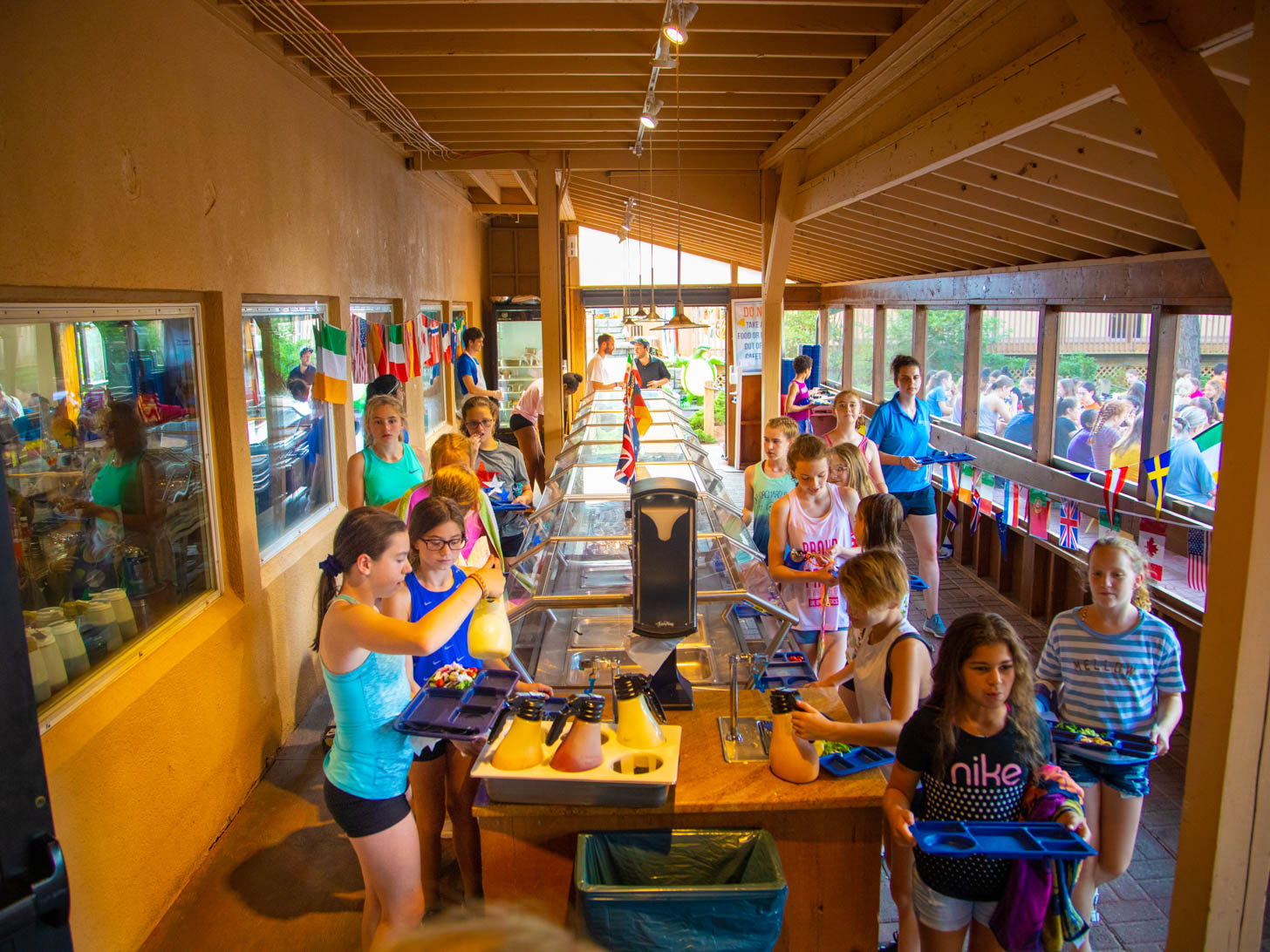 girls in cafe at camp