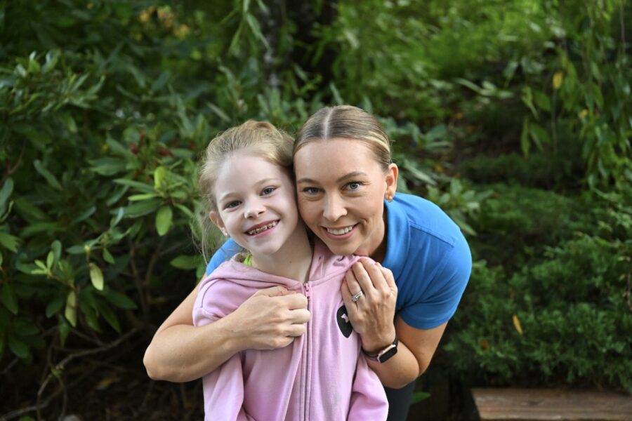 Hollie Vise Naddour visits gymnastics camp.